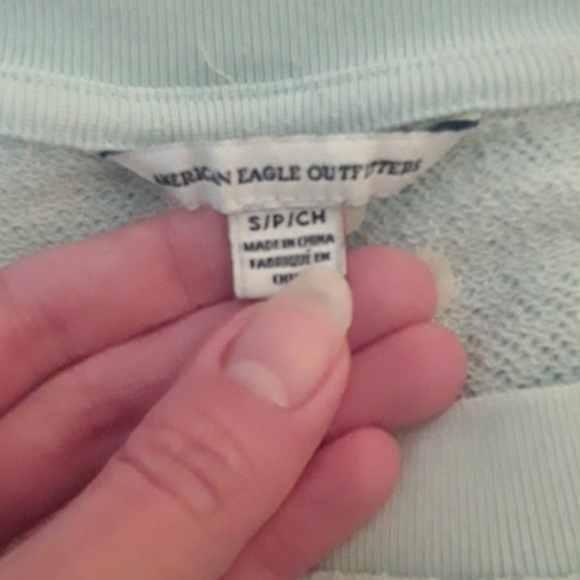 EUC mint green 'destroyed'  sweatshirt - Picture 2 of 4